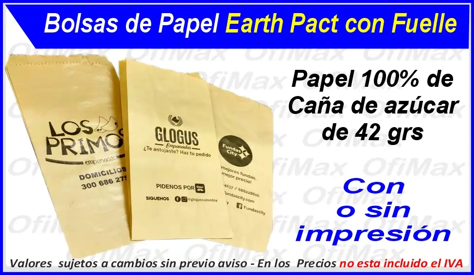 bolsa de papel earth pack con fuelle, bogota, colombia